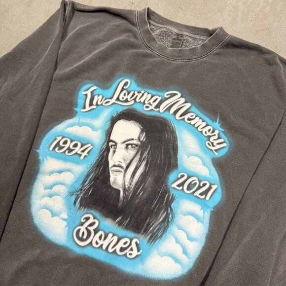 Team Sesh Bones "In Loving Memory" Graphic Crewneck Sweatshirt Merch Grey Large - Picture 3 of 8